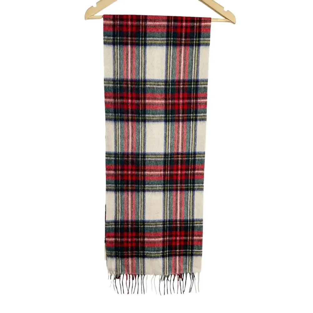 The Skye Croft Collection Long Lambswool Tartan Check Plaid Fringed Scarf